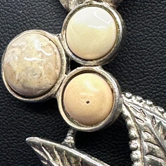 VTG Carol Dauplaise Pewter Leaf Motif & Stone Choker Necklace - Picture 3 of 11